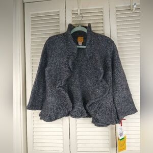 Gray Ruffled Cardigan